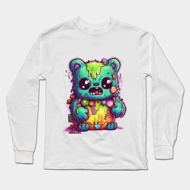 Gummy Bear Zombie,Kawaii Zombie Food Monsters: When the Cuties Bite Back - A Playful and Spooky Culinary Adventure! Long Sleeve T-Shirt by HalloweeenandMore